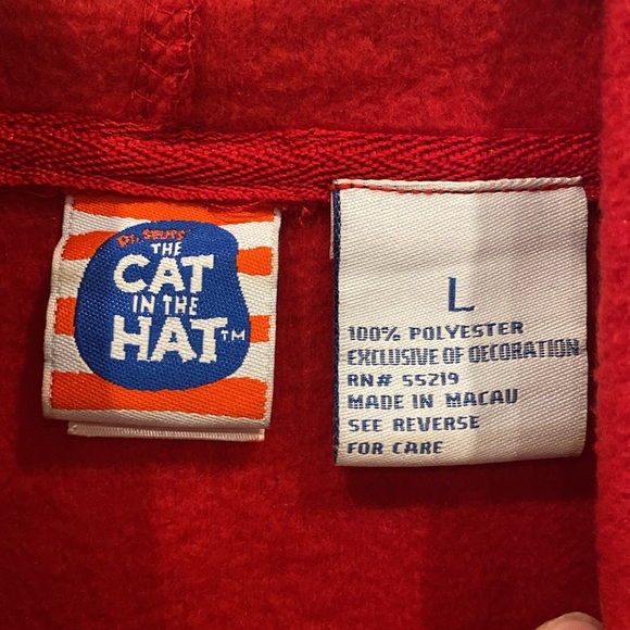 Dr. Seuss Cat in the Hat Hooded Fleece Sweatshirt - Junior’s Size Large   hoodie - Picture 5 of 5